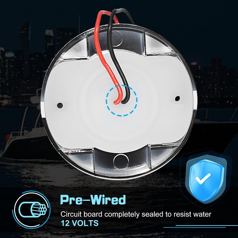 4Pcs 3.15”Round LED Marine Light with sliver housing, Navigation Boat