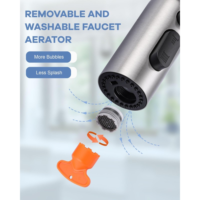 [New Upgrade] iVIGA Pull Down Faucet Sprayer Head Replacement, Stainless