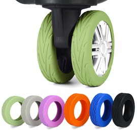 8 Pcs Luggage Wheel Cover, Carry On Luggage Suitcases Wheel Protector,Wear-Resistant, Anti-Noise, Silicone Protective Covers For Office chair (Green)