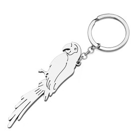 DALANE Stainless Steel Cute Cockatiel Macaw Parrot Keychains Car Key Ring Charms Jewelry Gifts for Women Girls Decor (Silver Plated Macaw #2)