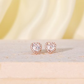 EAMTI 925 Sterling Silver Rose Gold Stud Earrings for Women 0.5CT Heart Cut Cubic Zirconia CZ Stud Earrings 18K Gold Plated Stud Earrings Men Hypoallergenic