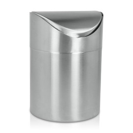 Metaltex Table Waste Container with Swinging lid, Stainless-Steel Silver, 12.1 x 12.1 x 16.7 cm