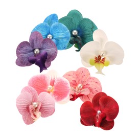 Healvian 8pcs Realistic Orchid Hair Clips Lightweight Flower for Beach Parties Nonslip Grip and Easy Maintenance Multi-color Hawaiian Hair Accessories for Women and Girls
