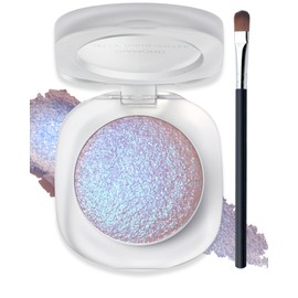 Glitter Holographic Eyeshadow Palette Multichrome Chameleon Face Highlighter, Sparkling Cream Color Shifting Single Eye Shadow Long Lasting Shimmer Inner Corner Eye Brightener Purple Mermaid Makeup-04