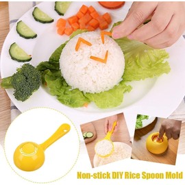 2Pcs Yellow Half Round Rice Spoon,Rice Mold Paddle Rice Ball Molds,Non-stick Sushi Mold Rice Ball Scooper,Rice Ball Spoon Sushi Making Tools,Rice Ball Maker for Home Kitchen Restaurant Flatware