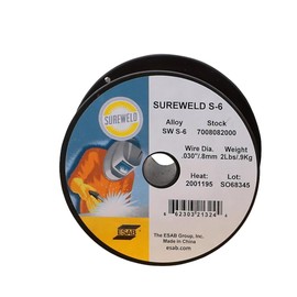 ESAB SUREWELD .030 S-6 MIG Welding Wire, 7008082000, 2 lb Plastic Spool
