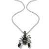 COOLSTEELANDBEYOND Mens Steel Scorpion Pendant Necklace with Black Cubic Zirconia