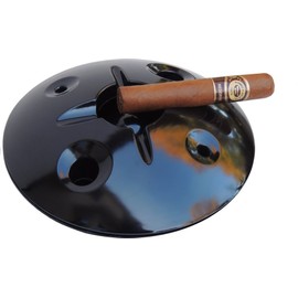 Large 8 Inch Commercial Quality Melamine Windproof Ashtray - Black