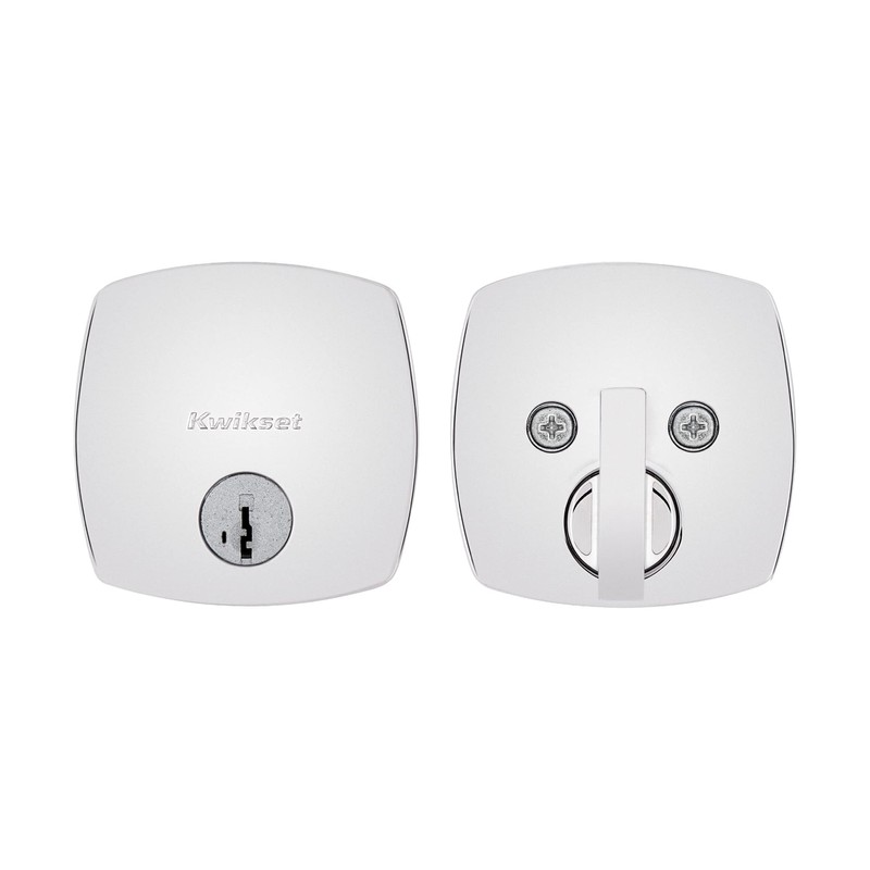 Kwikset Midtown Deadbolt Lock, Polished Chrome Modern Exterior Keyed Front