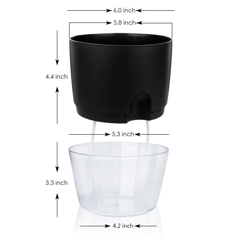 Vanavazon 6 Inch Self Watering Planter Pots for Indoor Plants