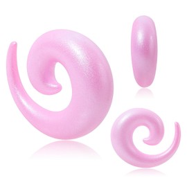Qmcandy 12pcs Big Gauges Spiral Ear Stretching Kit 00G-13/16 Large Acrylic Spiral Set Matte Stardust Pink Edition