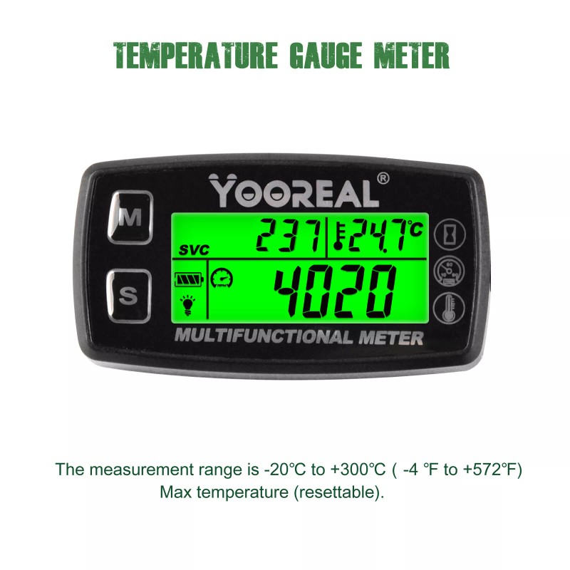 YOOREAL Digital Engine Temperature RPM Gauge Tachometer Hour Meter of