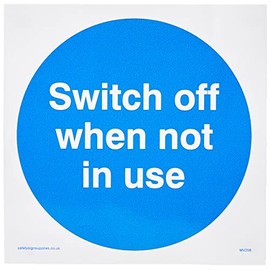 Viking Signs MV258-S10-V "Switch Off When Not In Use" Sign, Vinyl, 100 mm H x 100 mm W