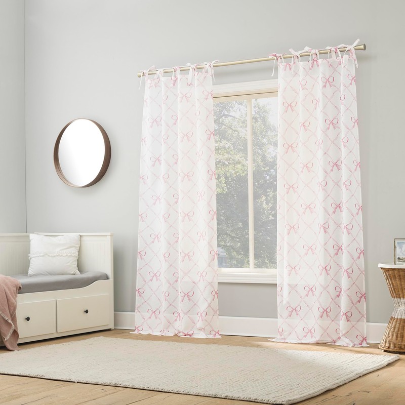 Sun Zero Romy Generation Lattice Bows Sheer Tie Top Curtain