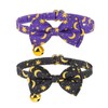 EXPAWLORER Breakaway Cat Collar with Bells- 2Pcs Adjustable with Bowtie for Girl Boy Kitten, Moon and Stars Pet Collar with Safety Buckle