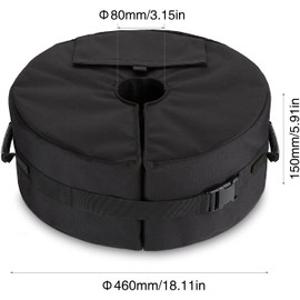 LATERN Patio Umbrella Weight Bag, 46CM Round Detachable Sand Base Stand Weatherproof Parasol Weights Bag with Large Opening fit Any Offset Cantilever, Umbrella Stand or Flagpole - Up to 25KG