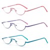 MMOWW 3 Pack Half Frame Reading Glasses for Women Men