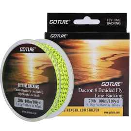 Goture Fishing Line Fly Line Dacron Backing 8 Strands Braided Low Stretch High Strength for Trout Bass Pike Saltwater Freshwater 20lb 30lb 109yd Orange White Green