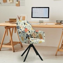 IGTOPS Set of 2/4 Stretch Chair Covers for Office Chair, Computer Chair, Swivel Chair, Universal Chair Covers with Armrest, Removable, Washable, for Household & Living, Dining Room, Hotel (4, Flower)