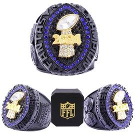 noblehead 2024 Fantasy Football Ring | Heavy FFL Champion Ring | Gold Silver Tone Plated Award Trophy for Fantasy Football League Winner (size 10)