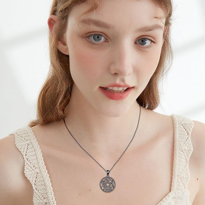 ONEFINITY Devil Trap Necklace 925 Sterling Silver Supernatural Necklace Pentagram