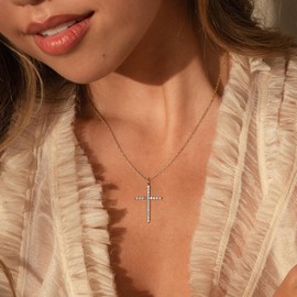 Heracantha Gold Cross Necklace with Pave Setting - Elegant Gold Plated Cross Pendant Featuring Cubic Zirconia Stones - Gold Cross Necklaces for Women - Stylish Jewelry Gift