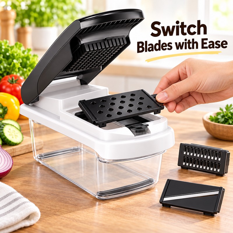 14/15-in-1 Multifunctional Vegetable Chopper with Container and Stainless Steel Blades