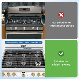 30" Slide-in Range Rear Filler Kit W10113901A with 2pcs Silicone Stove Gap Covers, Cooktop Trim Kit Between Stove and Backsplash for Whirlpool & Most Brand, 316 Stainless Steel (Silver)