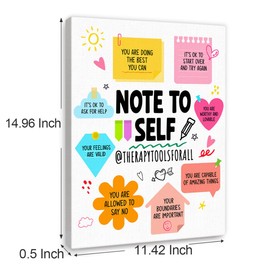YEOION Note to Self Wall Decor,Mental Health Wall Art Canvas Frame Print for Mental Health Therapy Office School Counselor Calming Corner Wall Decor