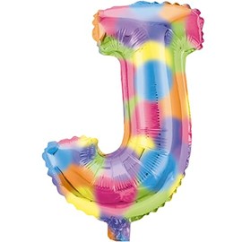 Fantasias Miguel Globo Letra J Moteado para Decorar Fantasias Miguel Globo Grande de Letra Cumpleaños Fiesta Aniversario XV Años Globo Arcoiris Papel Foil Helio 40.6 cm Inflado Marca Mylin 1 pieza