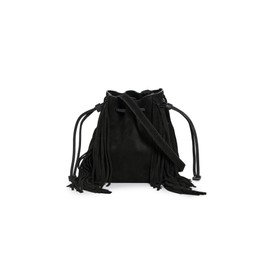 Madewell Women's The Drawstring Crossbody Bucket Bag in Suede, True Black, One Size