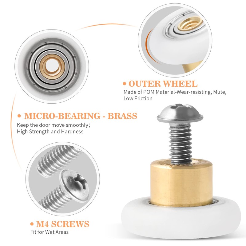 8 Pcs Shower Door Rollers Replacement Bathroom Pan Glass Sliding