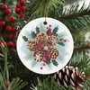 Pinecone Ornaments Round Ceramic 3 inches with Frosted Glossy Finish