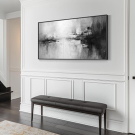 Large Framed Black and White Abstract Horizontal Wall Art for Living Room, Modern Canvas Prints Paintings Artwork for Walls, Minimalist Wall Pictures for Hallway Bedroom Office Wall Decor 30x60 Inch