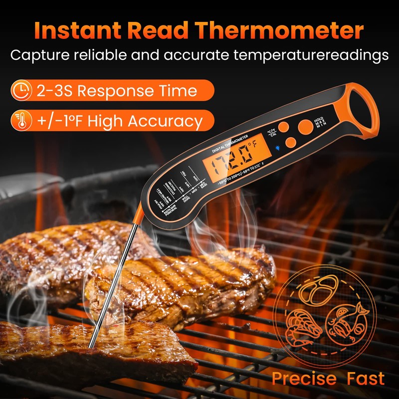 Kiydom 300FT Wireless Meat Thermometer with 2 Probes, Rechargeable Digital