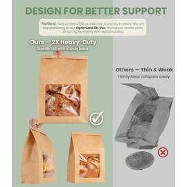 100 Pack Large Thick Brown Kraft Paper Boule Bread Bags for Homemade Sourdough Round Artisan Loaf Gifting, Packaging and Storage to Keep Fresh with Window and Wire Tin Tie Tab Closure, 13.6x8.3x4.1in