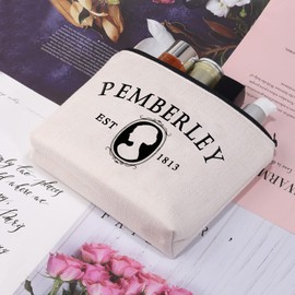 CMNIM Pride and Prejudice Merchandise Gift Jane Austen Literary Makeup Bags Bookish Gift for Book Lover Travel Toiletry Bags (Pemberl-y est 1813 MB)