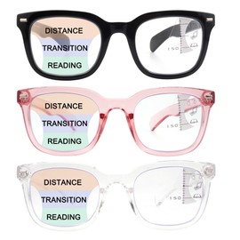 HIYANJN Progressive Multifocal Reading Glasses for Women Metal Rectangular Frame Spring Hinge Computer Readers(3 Pack,1.25x)