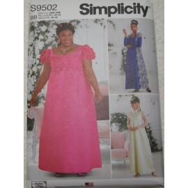 Simplicity Regency Gown Empire Waist Misses size 10-18 Simplicity 9502 Sewing Pattern