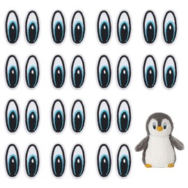 BENECREAT 15 Pairs Doll Eyes Patch, Blue Black White Polyester Embroidery Cloth Iron on Patches, Cartoon Eyes Costume Accessories for Jackets Clothes DIY Accessories