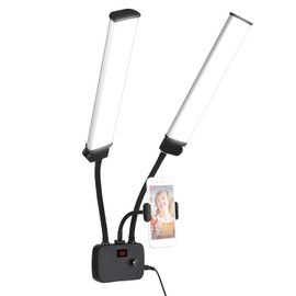 Mingzhe Luz de Relleno LED de Brazos Dobles Flexibles Luces de Video LED de Belleza Regulables bicolores 3200K-4500K-5600K 3 Modos de iluminación 45W con Soporte para teléfono para fotografía
