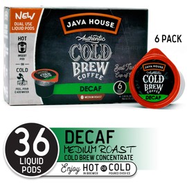 Java House Cold Brew Coffee Concentrate Single Serve Liquid Pods, (6 Count of 1.35 Fl Oz Pods) 8.1 Fl Oz, Pack of 6,Total 36 count