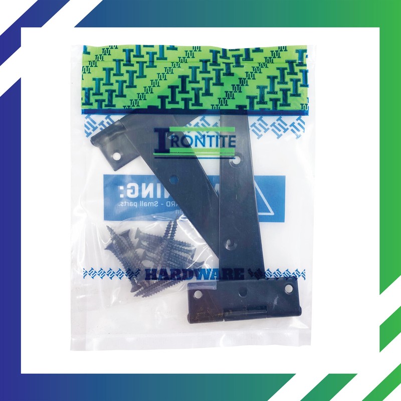 IRONTITE® 1 Pair Black T Hinges 150mm (6”), Gate Hinges