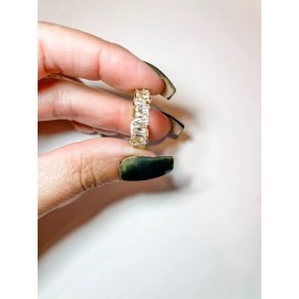 Ready Limited Baguette CZ Eternity Band  Gold with White Stone NEW Size 6  Water Resistant