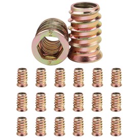 Pack of 20 Screw Nuts M10 x 25 mm, Jeboler Threaded Inserts Insert Nuts Threaded Sleeves Screw-In Sleeve, Threaded Insert Wood Screw Sleeve Nut Zinc Screw Sleeves for Wooden Furniture
