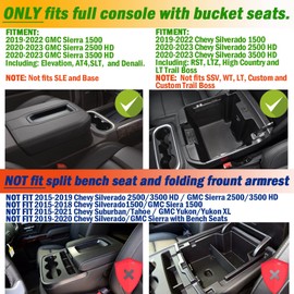 TACOBRO [Full-Coverage ] Center Console Organizer Compatible with 2019-2022 Chevy Silverado 1500/GMC Sierra 1500 and 2020-2023 Silverado/Sierra 2500/3500HD Accessories, Armrest Insert Tray, Red