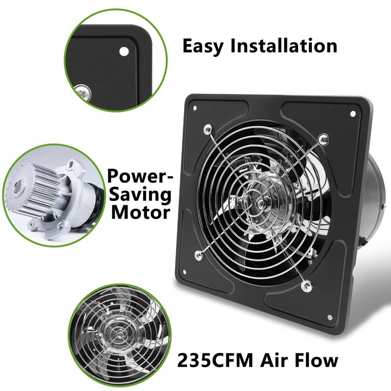 POWERENG 6 Inch Kitchen Exhaust Fan with Speed Controller,235CFM Wall