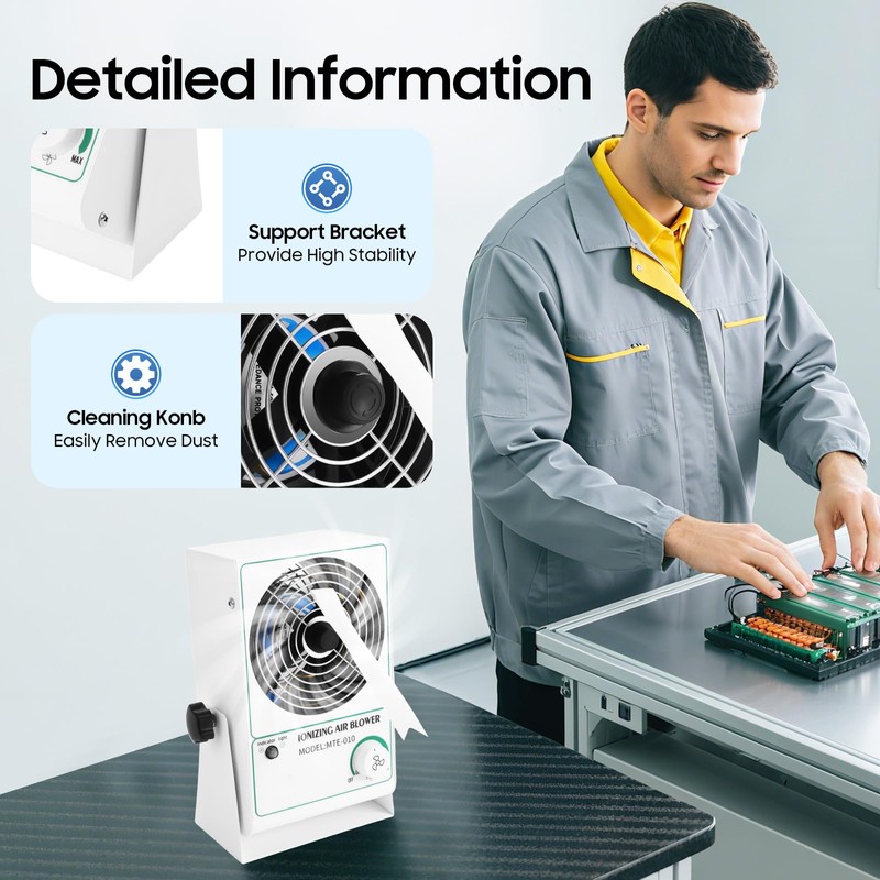LyeXD Ionizing Air Blower ESD Ionizer, 110V 2900rpm Adjustable Static