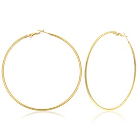 Large Hoop Earrings for Women 70mm Stainless Steel Plated Thin Hoop Earrings Hypoallergenic Oversize Hoops Earrings Circle Endless Hoop Earrings for Women Girls (Gold)