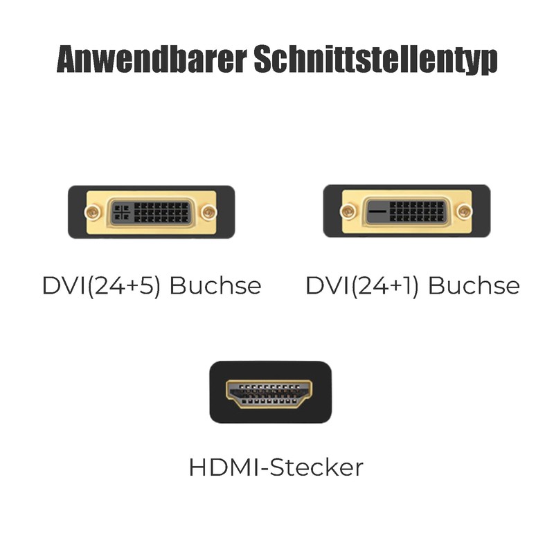 Leloco Bi-directional DVI to HDMI Adapter 3 Pieces HDMI Female